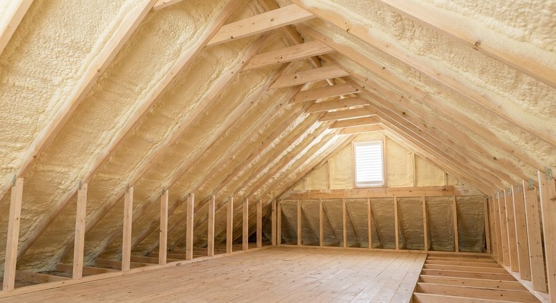 Attic insulation with spray foam application