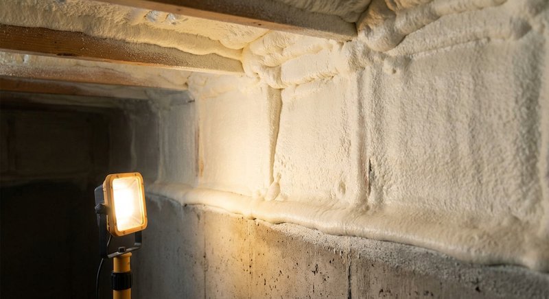 Closed cell spray foam applied in crawl space