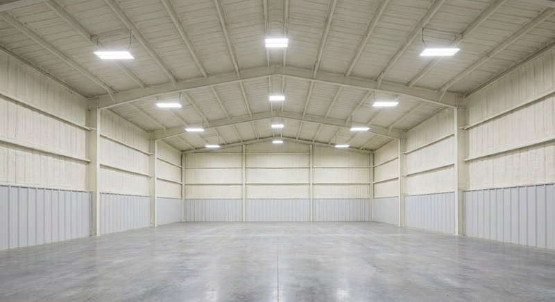 Spray foam insulation in a commercial metal building