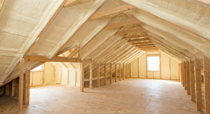 Attic fully sealed with spray foam insulation