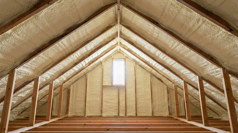 Spray foam insulation in attic space