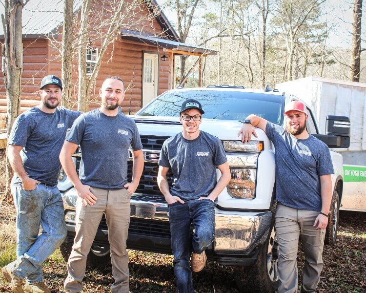 Joseph Testing Foam crew with spray rig ready for installation