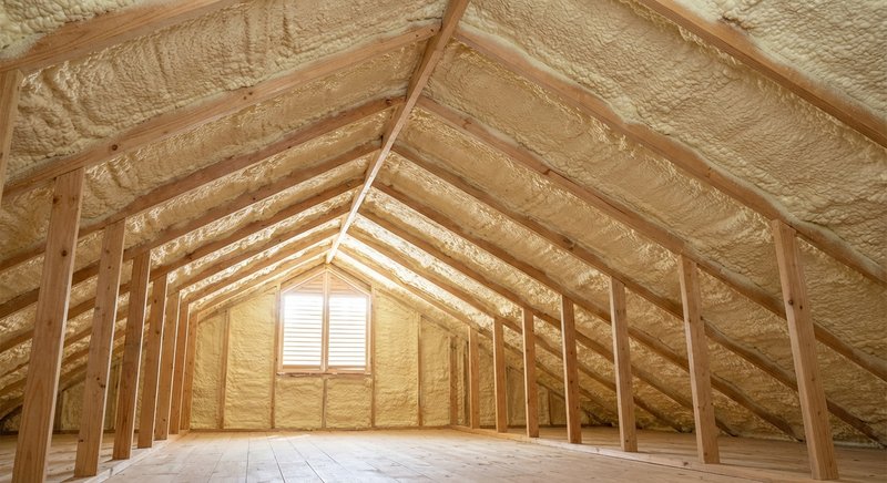 Spray foam insulation in attic rafters