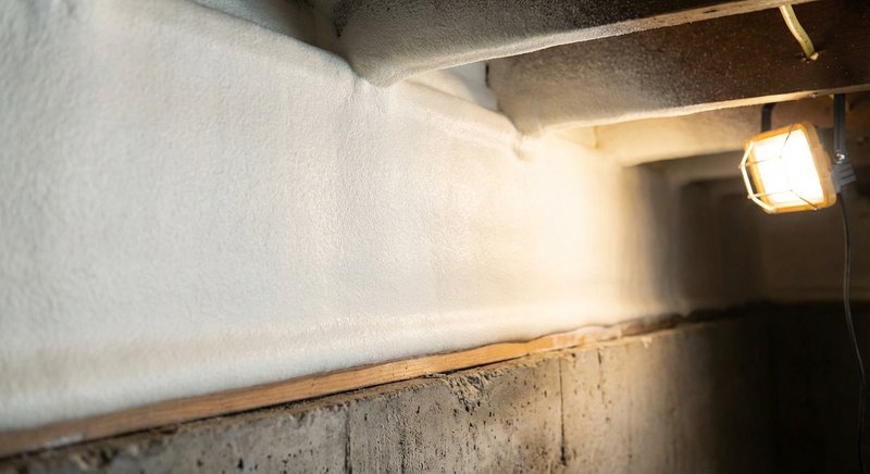 Closed cell spray foam applied to wall framing