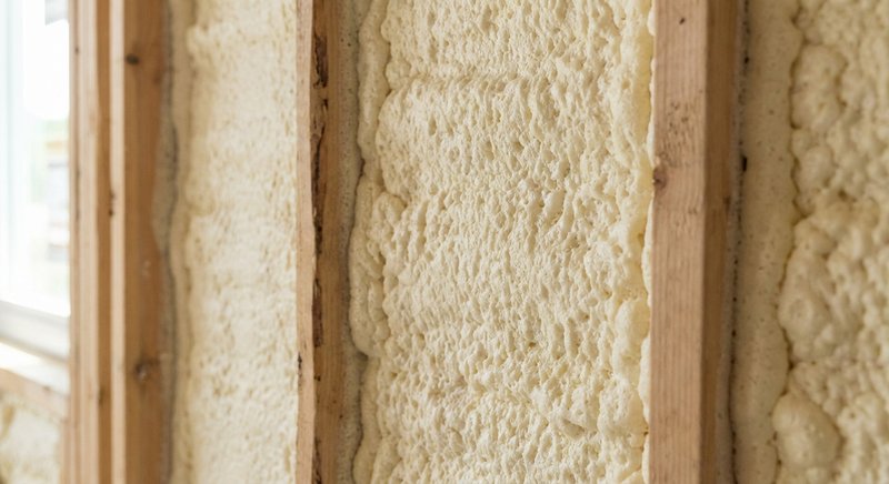 Open cell spray foam insulation applied in an attic